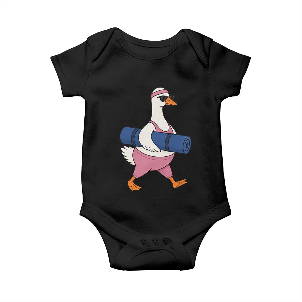 Yoga Goose Carrying Mat Baby Onesie Funny Yogi Workout Fitness Graphic TS10 Black Print Your Wear