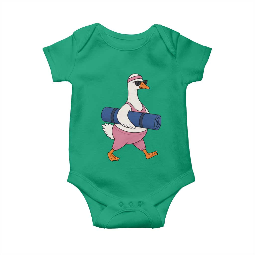 Yoga Goose Carrying Mat Baby Onesie Funny Yogi Workout Fitness Graphic
