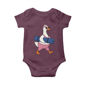 Yoga Goose Carrying Mat Baby Onesie Funny Yogi Workout Fitness Graphic