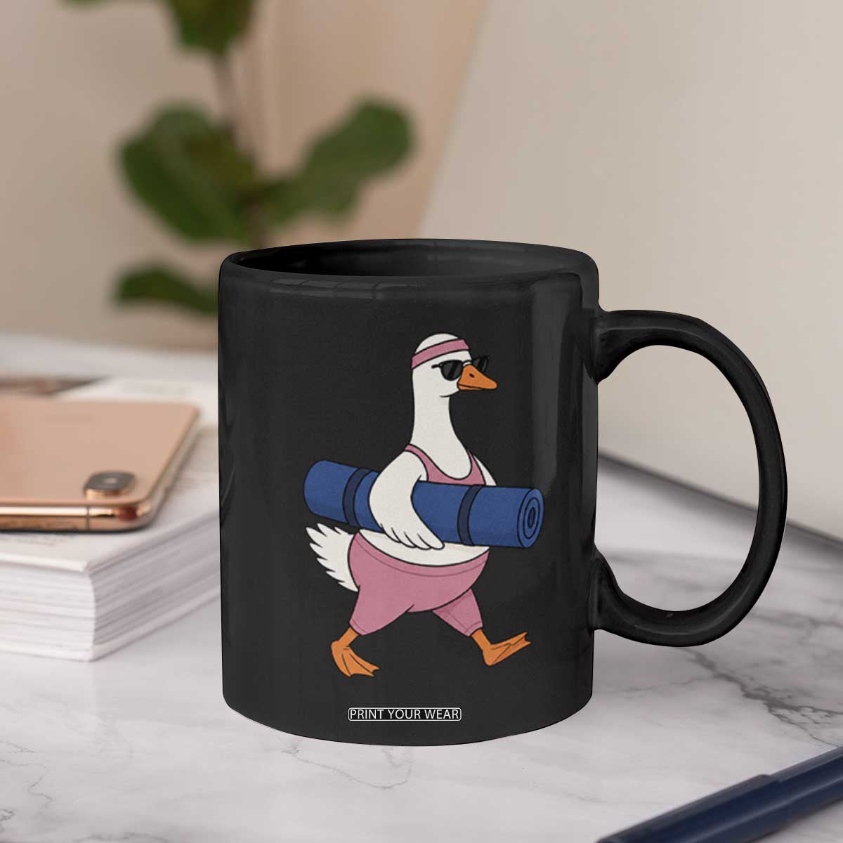 Yoga Goose Carrying Mat Coffee Mug Funny Yogi Workout Fitness Graphic