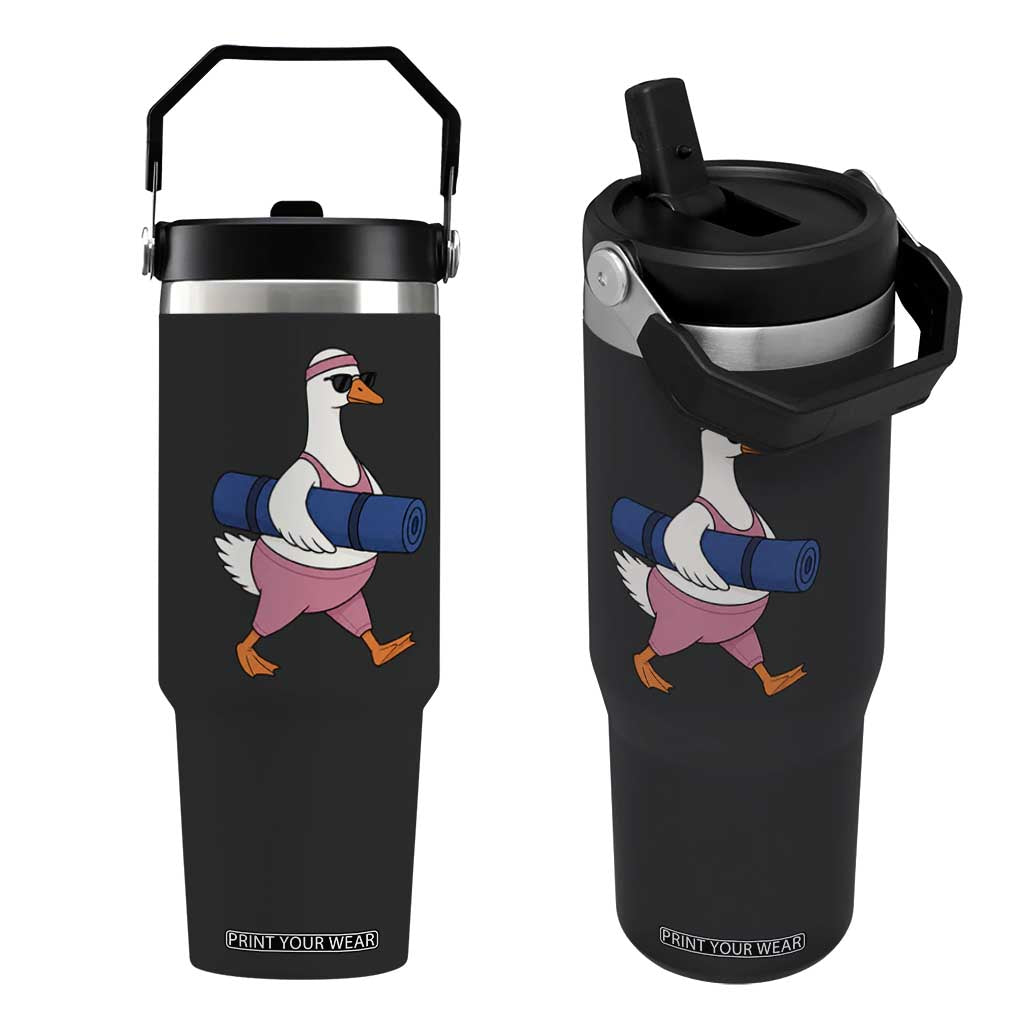Yoga Goose Carrying Mat Flip Straw Tumbler Funny Yogi Workout Fitness Graphic