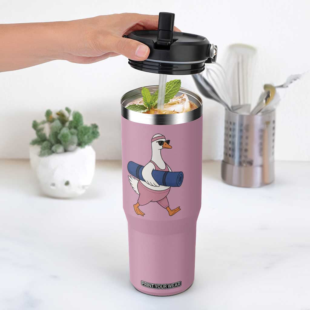 Yoga Goose Carrying Mat Flip Straw Tumbler Funny Yogi Workout Fitness Graphic