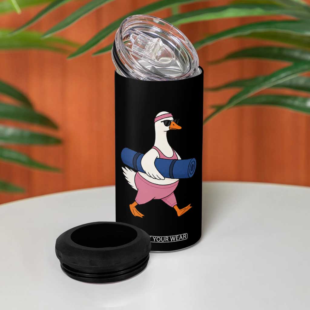 Yoga Goose Carrying Mat 4 in 1 Can Cooler Tumbler Funny Yogi Workout Fitness Graphic