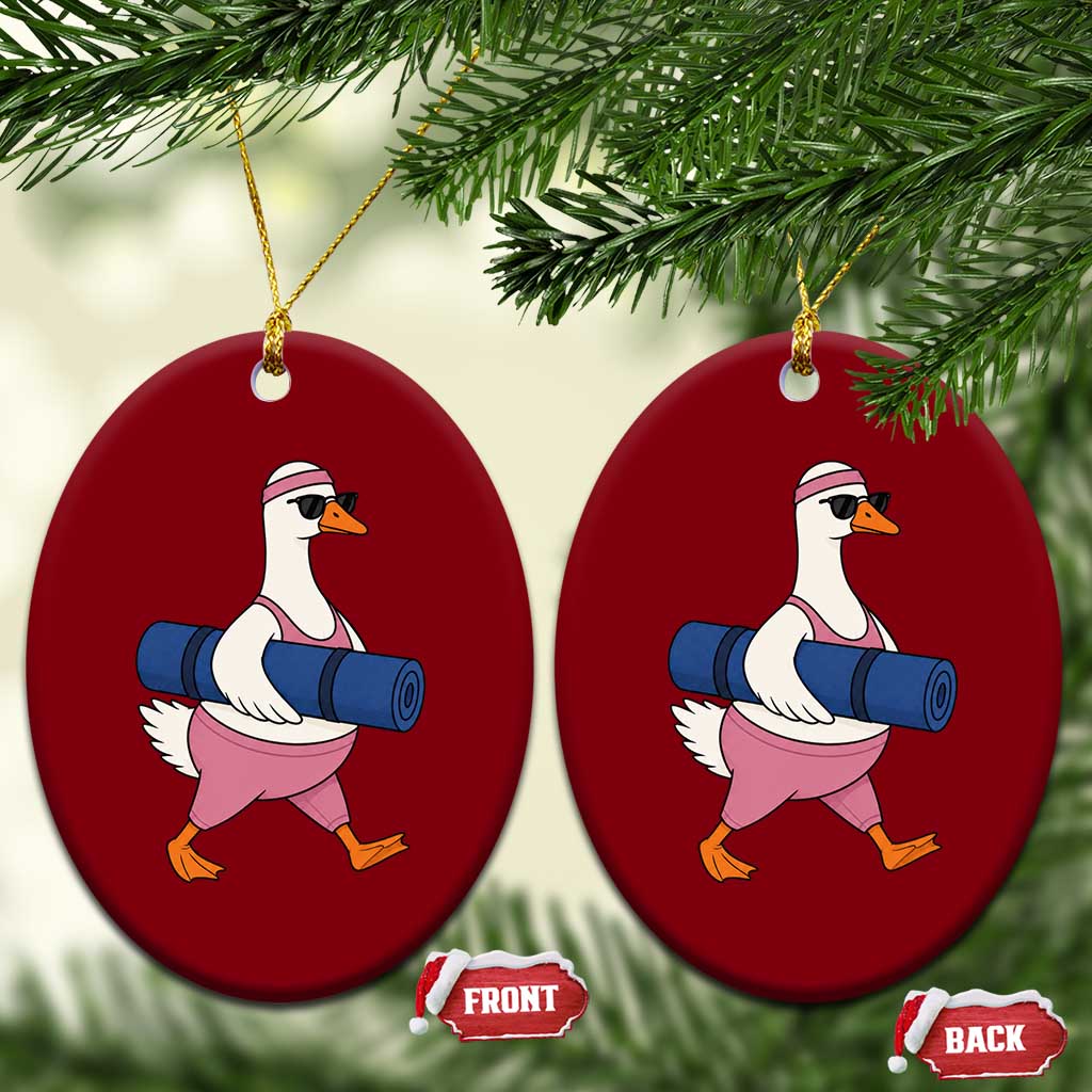 Yoga Goose Carrying Mat Ceramic Ornament Funny Yogi Workout Fitness Graphic