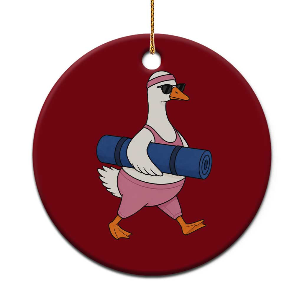 Yoga Goose Carrying Mat Ceramic Ornament Funny Yogi Workout Fitness Graphic