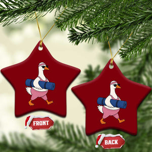 Yoga Goose Carrying Mat Ceramic Ornament Funny Yogi Workout Fitness Graphic