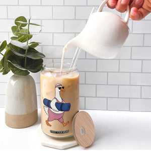 Yoga Goose Carrying Mat Glass Can Funny Yogi Workout Fitness Graphic