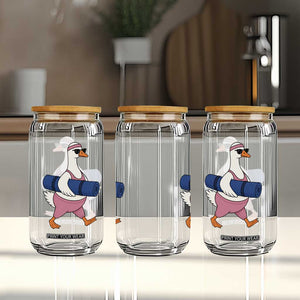 Yoga Goose Carrying Mat Glass Can Funny Yogi Workout Fitness Graphic