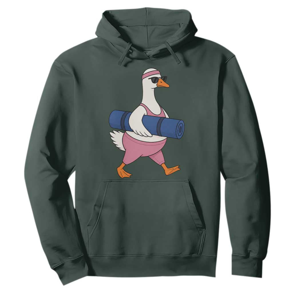 Yoga Goose Carrying Mat Hoodie Funny Yogi Workout Fitness Graphic