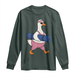 Yoga Goose Carrying Mat Long Sleeve Shirt Funny Yogi Workout Fitness Graphic