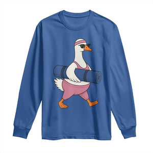 Yoga Goose Carrying Mat Long Sleeve Shirt Funny Yogi Workout Fitness Graphic