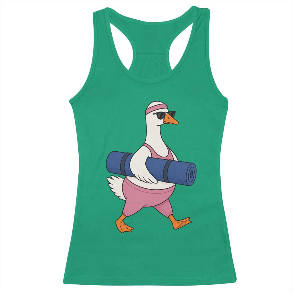 Yoga Goose Carrying Mat Racerback Tank Top Funny Yogi Workout Fitness Graphic