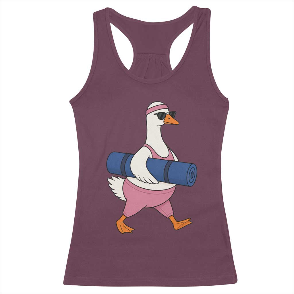 Yoga Goose Carrying Mat Racerback Tank Top Funny Yogi Workout Fitness Graphic