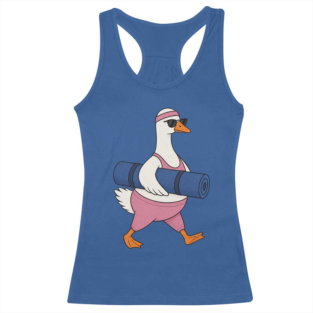 Yoga Goose Carrying Mat Racerback Tank Top Funny Yogi Workout Fitness Graphic