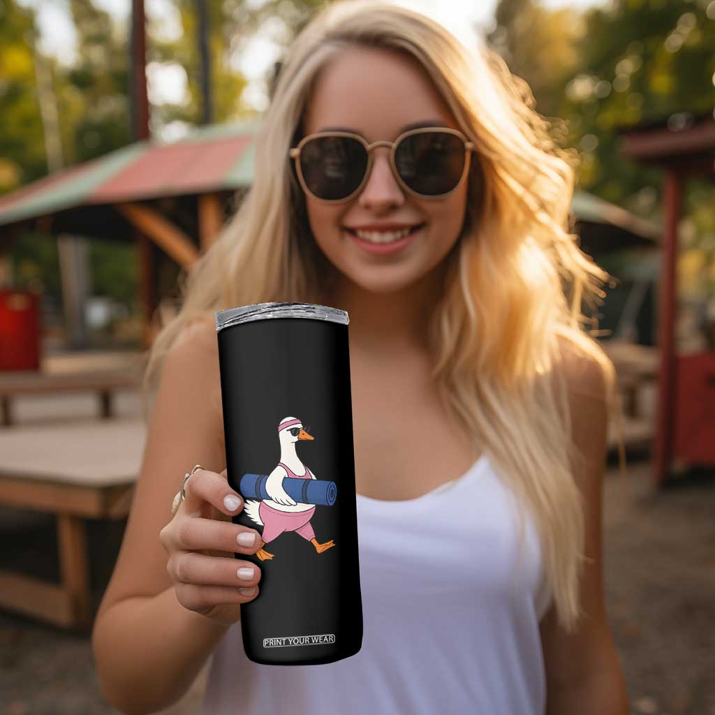Yoga Goose Carrying Mat Skinny Tumbler Funny Yogi Workout Fitness Graphic