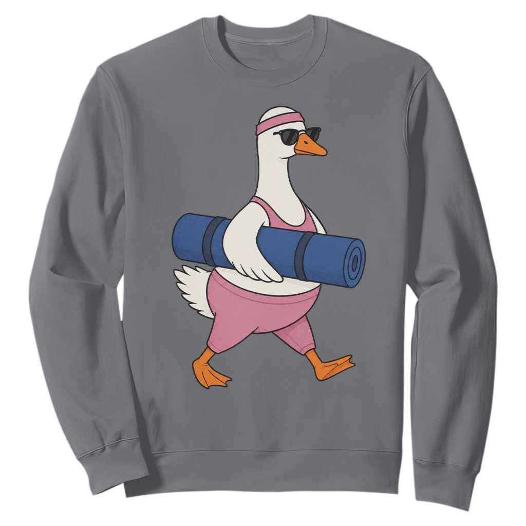 Yoga Goose Carrying Mat Sweatshirt Funny Yogi Workout Fitness Graphic