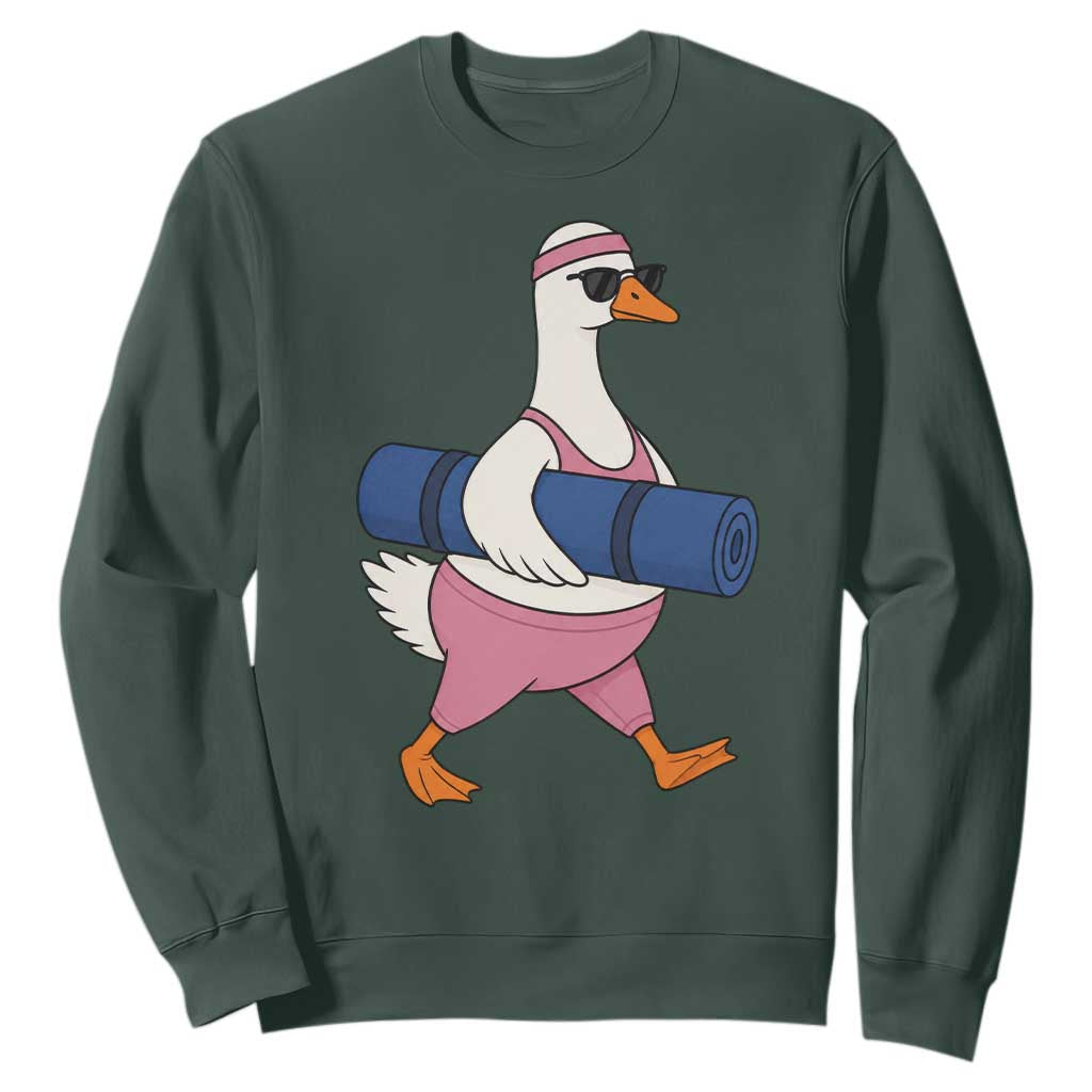 Yoga Goose Carrying Mat Sweatshirt Funny Yogi Workout Fitness Graphic