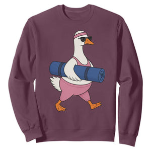 Yoga Goose Carrying Mat Sweatshirt Funny Yogi Workout Fitness Graphic