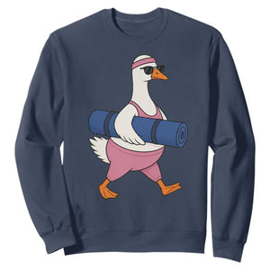 Yoga Goose Carrying Mat Sweatshirt Funny Yogi Workout Fitness Graphic