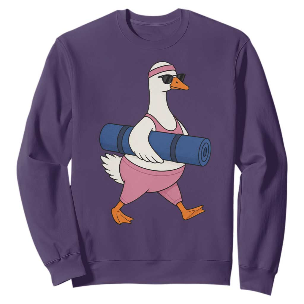 Yoga Goose Carrying Mat Sweatshirt Funny Yogi Workout Fitness Graphic