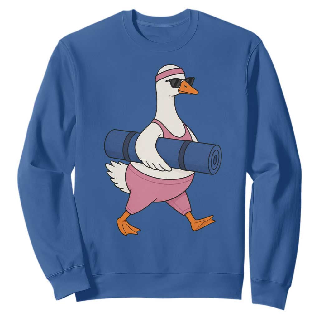 Yoga Goose Carrying Mat Sweatshirt Funny Yogi Workout Fitness Graphic