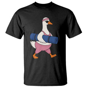 Yoga Goose Carrying Mat T Shirt Funny Yogi Workout Fitness Graphic