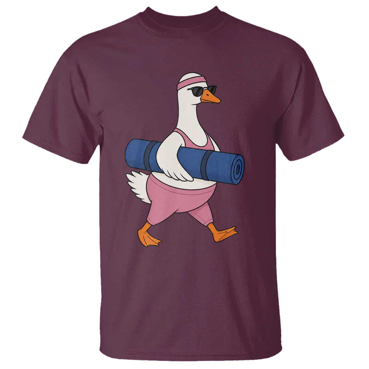 Yoga Goose Carrying Mat T Shirt Funny Yogi Workout Fitness Graphic