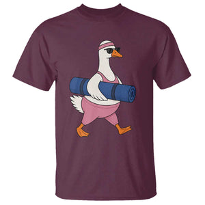 Yoga Goose Carrying Mat T Shirt Funny Yogi Workout Fitness Graphic