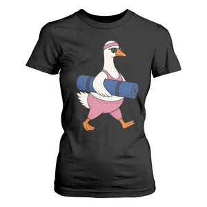 Yoga Goose Carrying Mat T Shirt For Women Funny Yogi Workout Fitness Graphic
