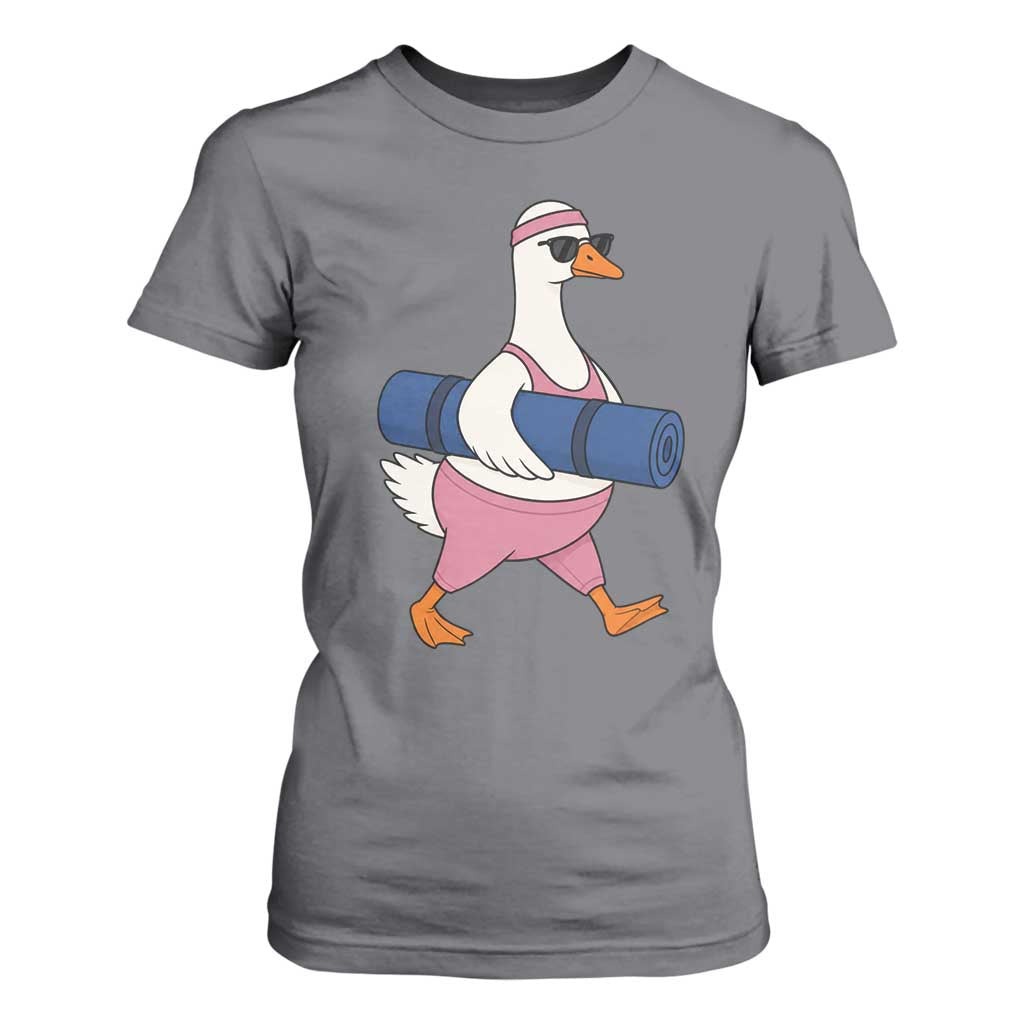 Yoga Goose Carrying Mat T Shirt For Women Funny Yogi Workout Fitness Graphic