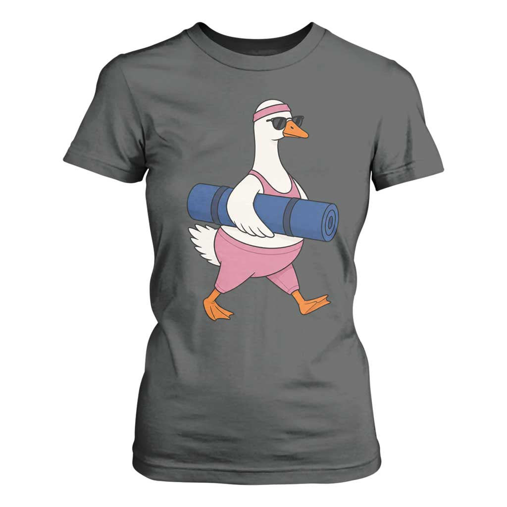 Yoga Goose Carrying Mat T Shirt For Women Funny Yogi Workout Fitness Graphic