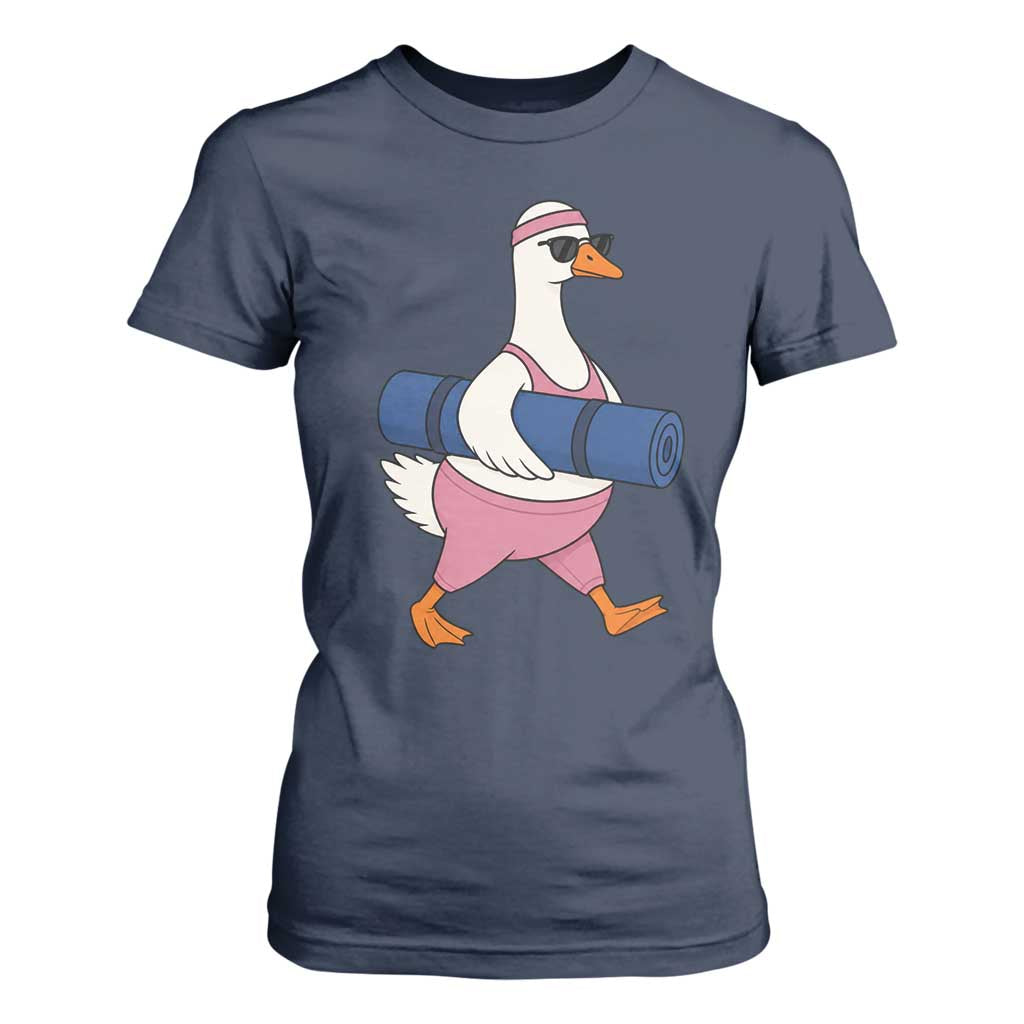 Yoga Goose Carrying Mat T Shirt For Women Funny Yogi Workout Fitness Graphic