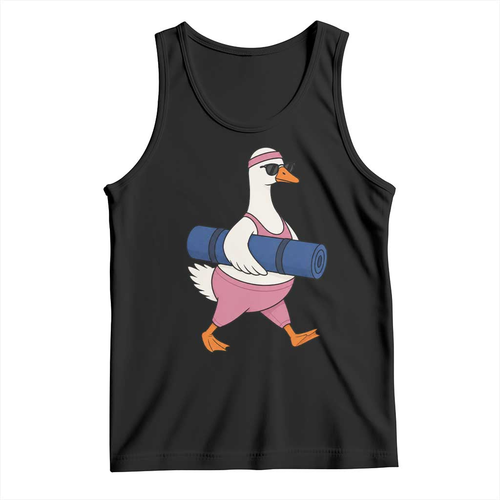 Yoga Goose Carrying Mat Tank Top Funny Yogi Workout Fitness Graphic TS10 Black Print Your Wear