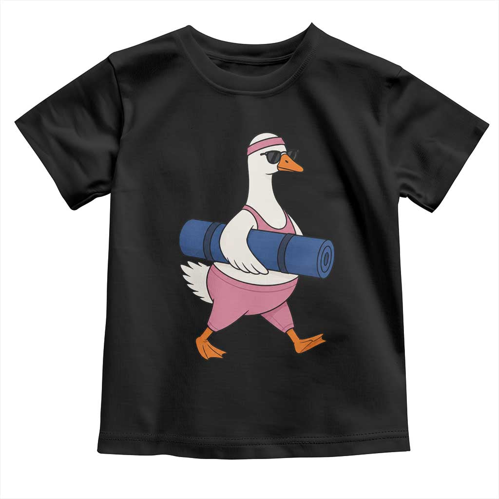 Yoga Goose Carrying Mat Toddler T Shirt Funny Yogi Workout Fitness Graphic TS10 Black Print Your Wear