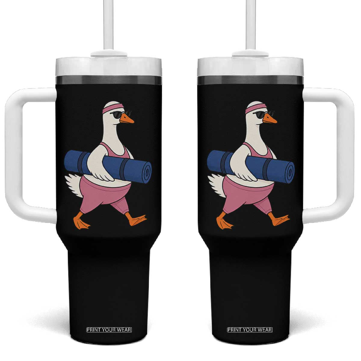 Yoga Goose Carrying Mat Tumbler With Handle Funny Yogi Workout Fitness Graphic TS10 One Size: 40 oz Black Print Your Wear