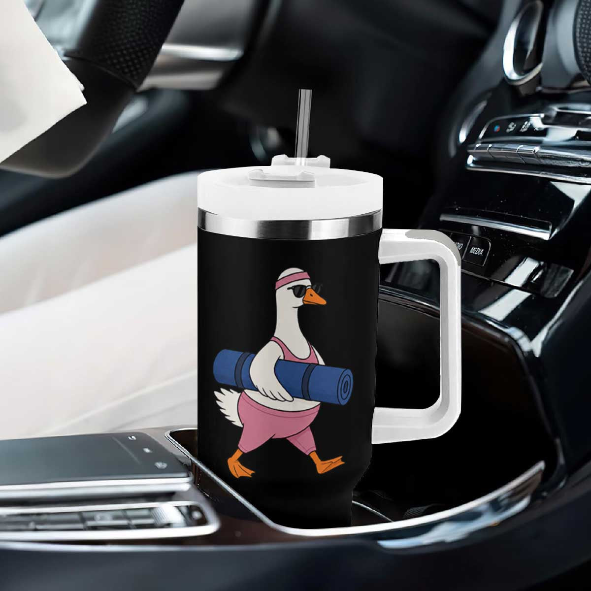 Yoga Goose Carrying Mat Tumbler With Handle Funny Yogi Workout Fitness Graphic