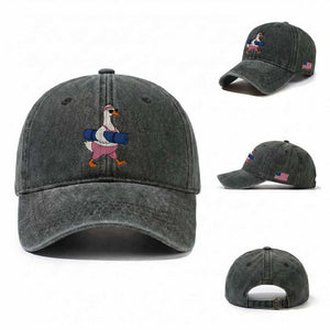 Yoga Goose Carrying Mat Washed Cotton Baseball Cap Funny Yogi Workout Fitness Graphic