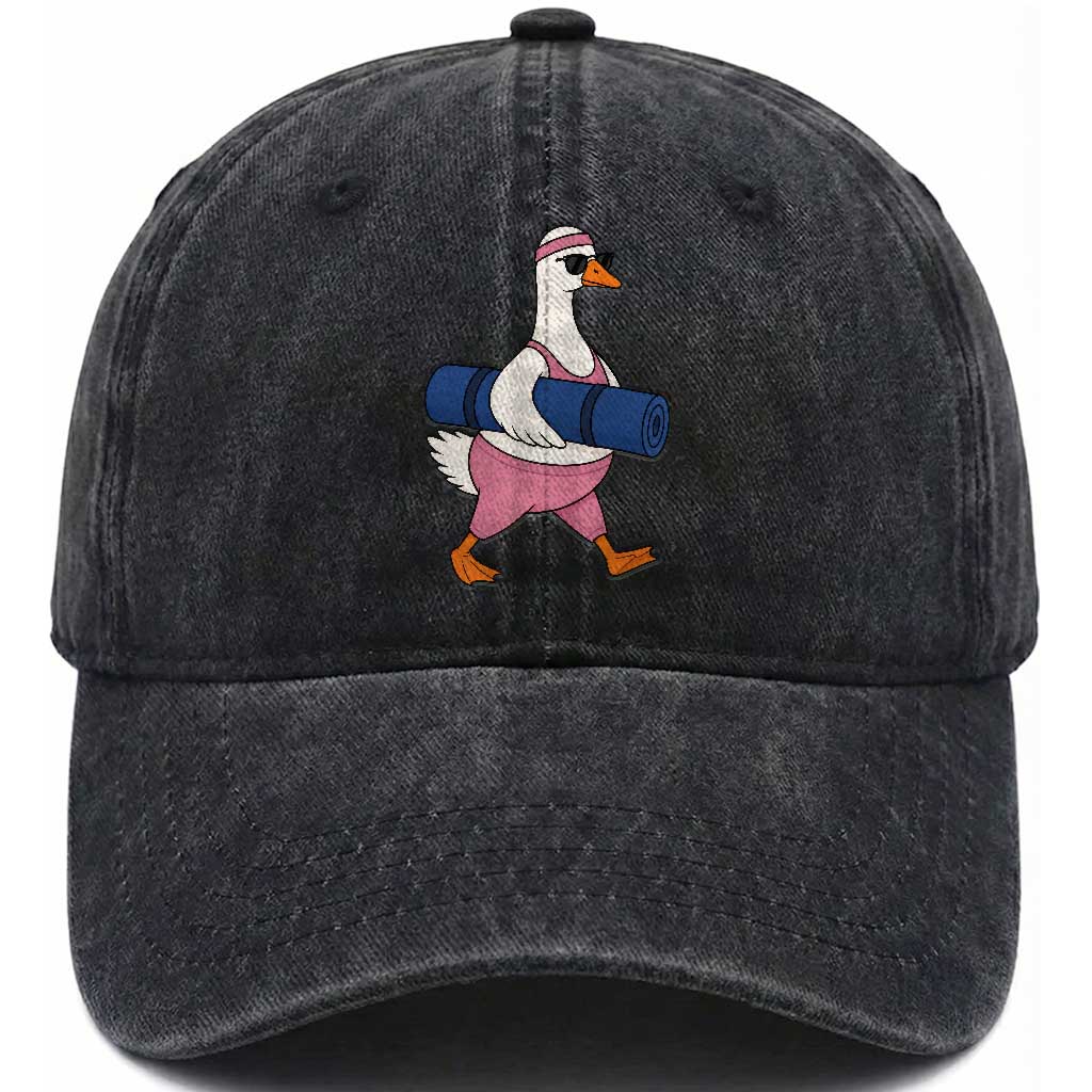 Yoga Goose Carrying Mat Washed Cotton Baseball Cap Funny Yogi Workout Fitness Graphic TS10 Print Your Wear
