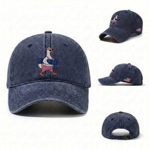 Yoga Goose Carrying Mat Washed Cotton Baseball Cap Funny Yogi Workout Fitness Graphic