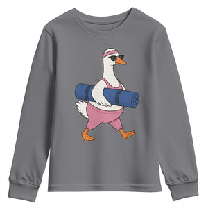 Yoga Goose Carrying Mat Youth Sweatshirt Funny Yogi Workout Fitness Graphic