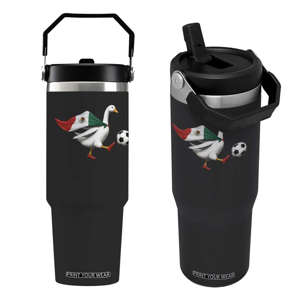 Mexico Soccer Goose Flip Straw Tumbler Mexico Futbol Fan TS10 One Size: 30 oz Black Print Your Wear