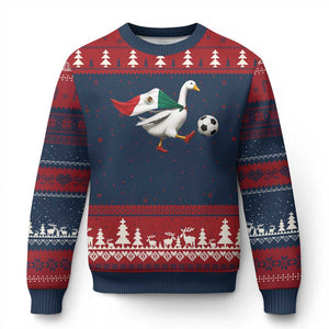 Mexico Soccer Goose Ugly Christmas Sweater Mexico Futbol Fan TS10 Navy Red Print Your Wear
