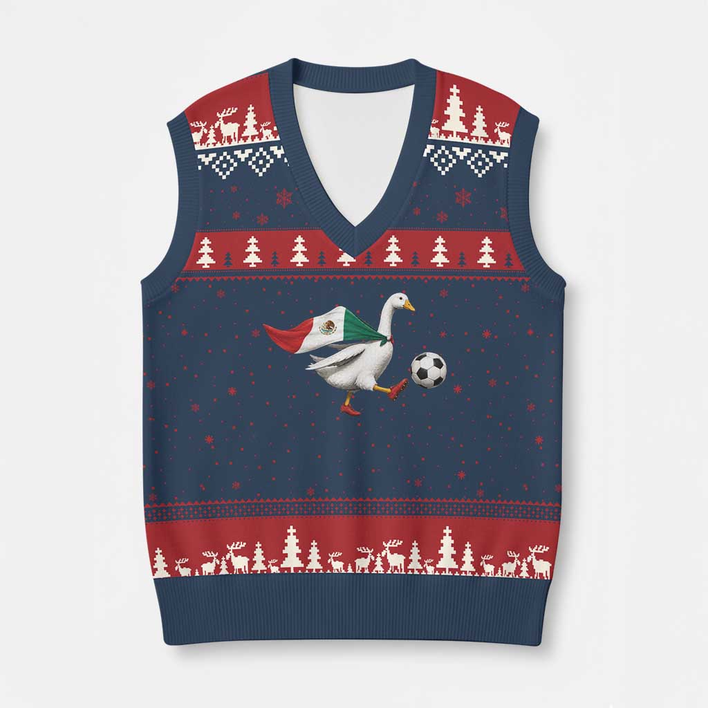 Mexico Soccer Goose V-Neck Knit Sweater Vest Mexico Futbol Fan TS10 Navy Red Print Your Wear