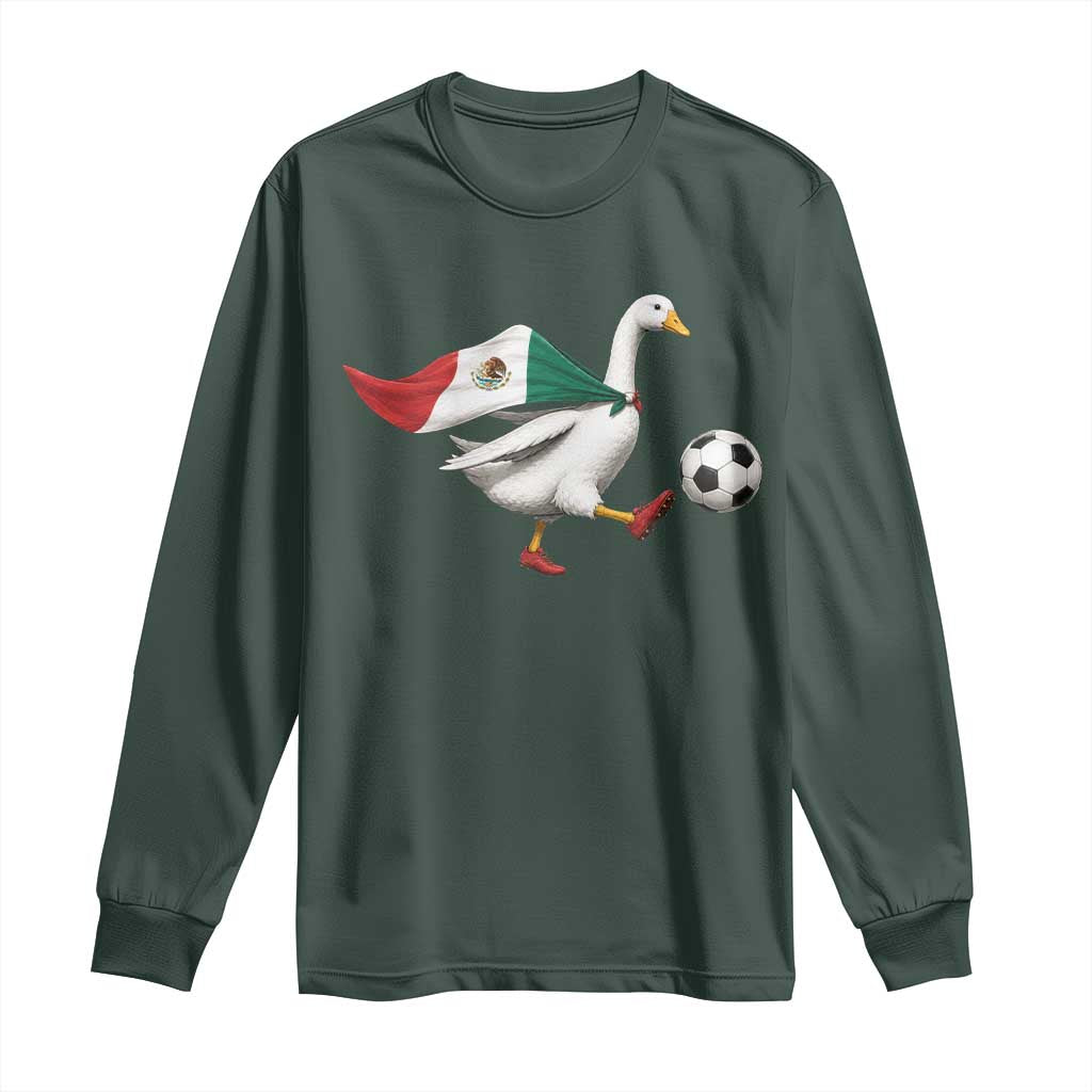 Mexico Soccer Goose Long Sleeve Shirt Mexico Futbol Fan TS10 Dark Forest Green Print Your Wear