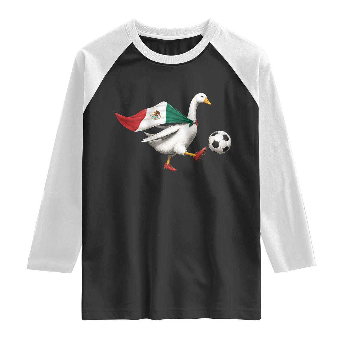 Mexico Soccer Goose Raglan Shirt Mexico Futbol Fan TS10 Black White Print Your Wear