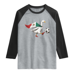 Mexico Soccer Goose Raglan Shirt Mexico Futbol Fan TS10 Heather Gray Black Print Your Wear