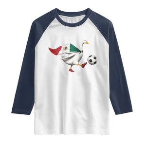 Mexico Soccer Goose Raglan Shirt Mexico Futbol Fan TS10 White Navy Print Your Wear