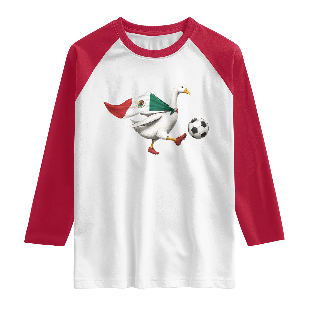 Mexico Soccer Goose Raglan Shirt Mexico Futbol Fan TS10 White Red Print Your Wear