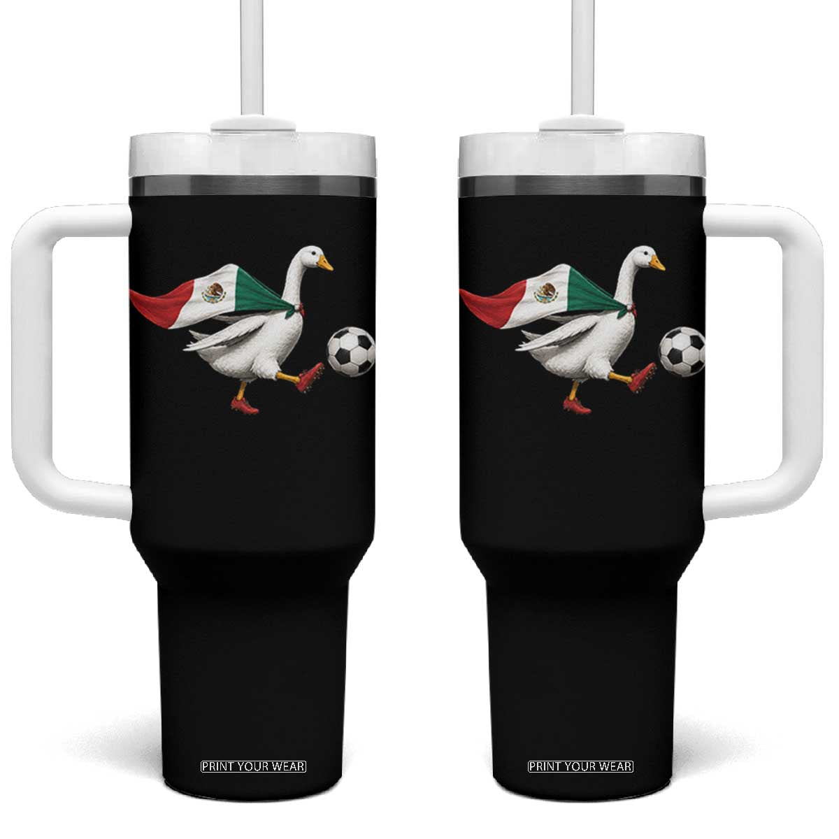 Mexico Soccer Goose Tumbler With Handle Mexico Futbol Fan TS10 One Size: 40 oz Black Print Your Wear