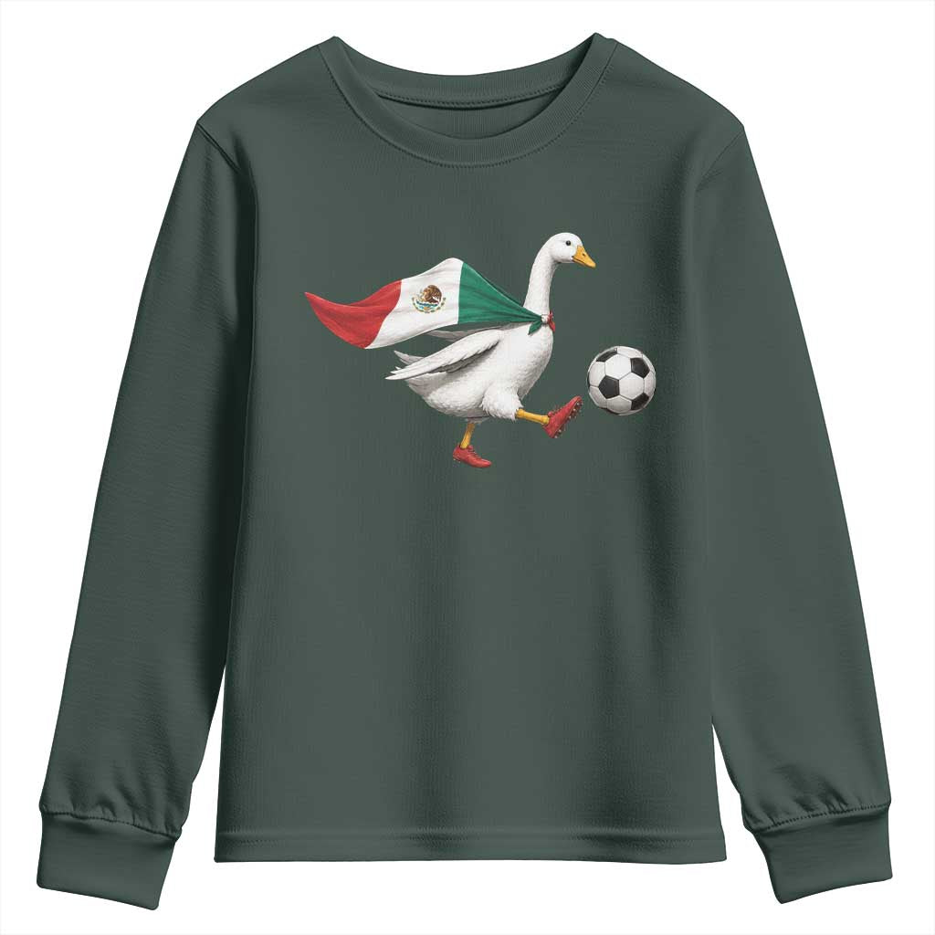 Mexico Soccer Goose Youth Sweatshirt Mexico Futbol Fan TS10 Dark Forest Green Print Your Wear
